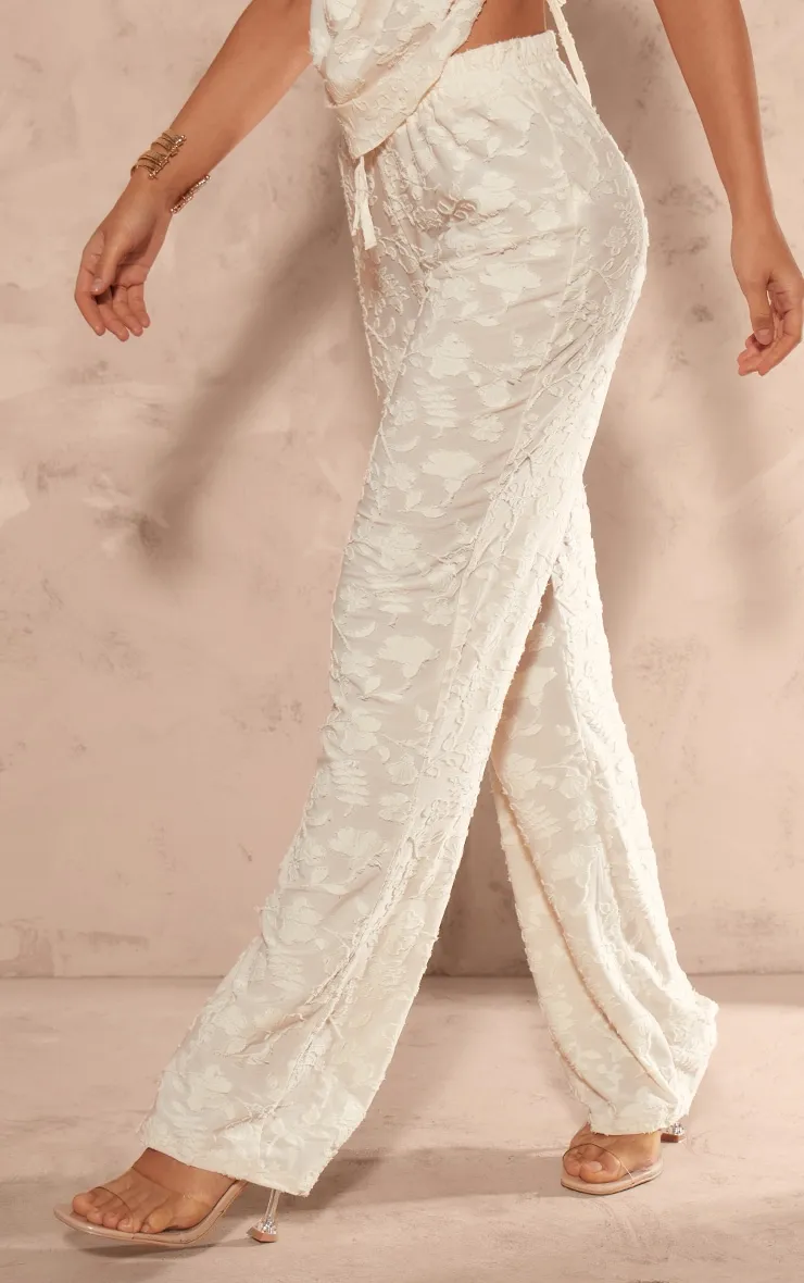 Cream Woven Floral Mid Rise Wide Leg Trousers sold by Pretty Little Thing product image thumbnail 2