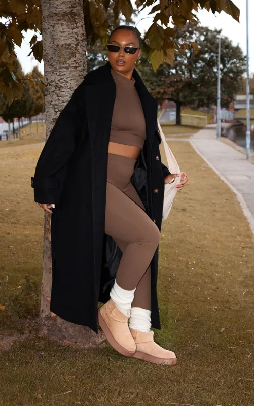 Plus Black Oversized Double Breasted Military Trim Coat sold by Pretty Little Thing