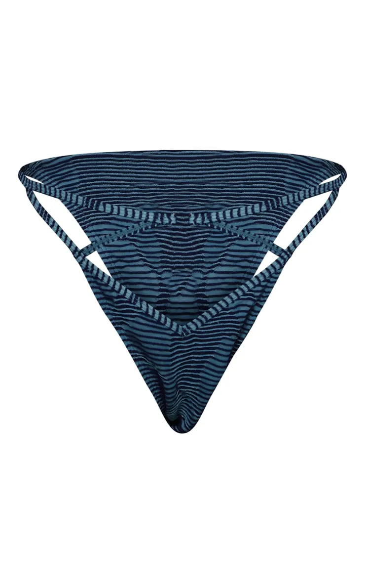 Blue Contrast Textured Rib O Ring Strappy Bikini Bottoms sold by Pretty Little Thing product image thumbnail 5