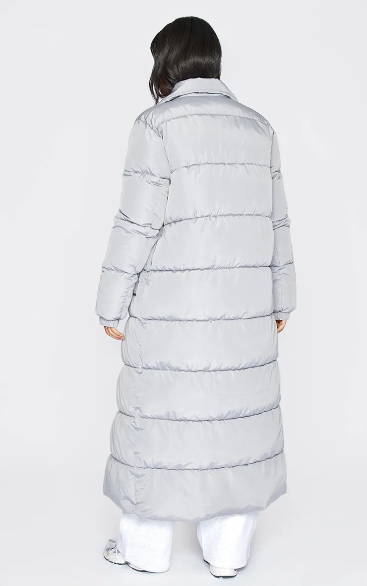 Tall Grey Maxi Contrast Hooded Puffer Coat sold by Pretty Little Thing product image thumbnail 2