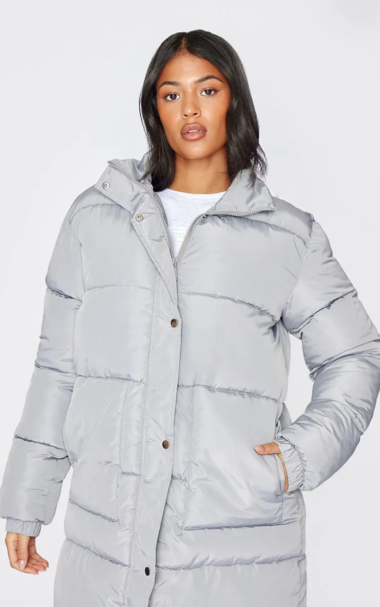 Tall Grey Maxi Contrast Hooded Puffer Coat sold by Pretty Little Thing product image thumbnail 4