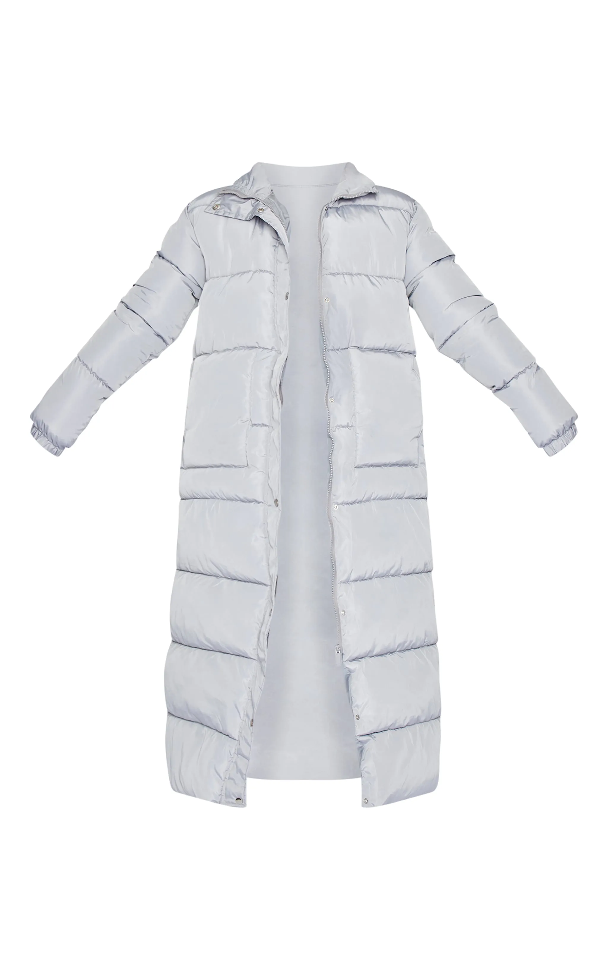 Tall Grey Maxi Contrast Hooded Puffer Coat sold by Pretty Little Thing product image thumbnail 5