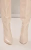 Vanilla PU Point Toe Stiletto Heeled Knee High Boots sold by Pretty Little Thing