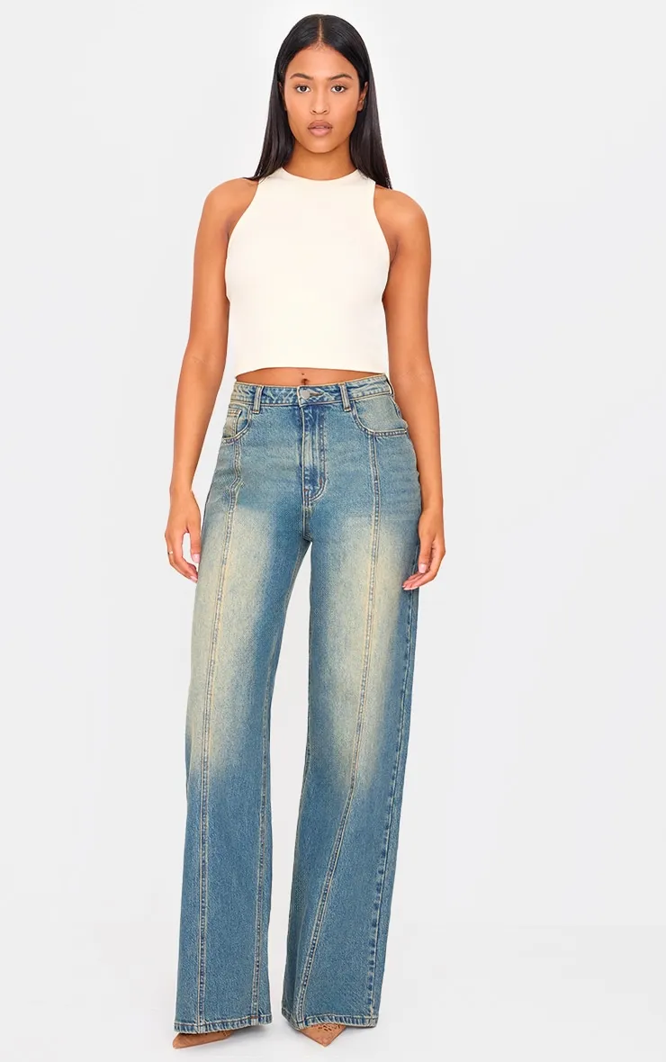 Tall Vintage Wash Wide Leg Jeans sold by Pretty Little Thing
