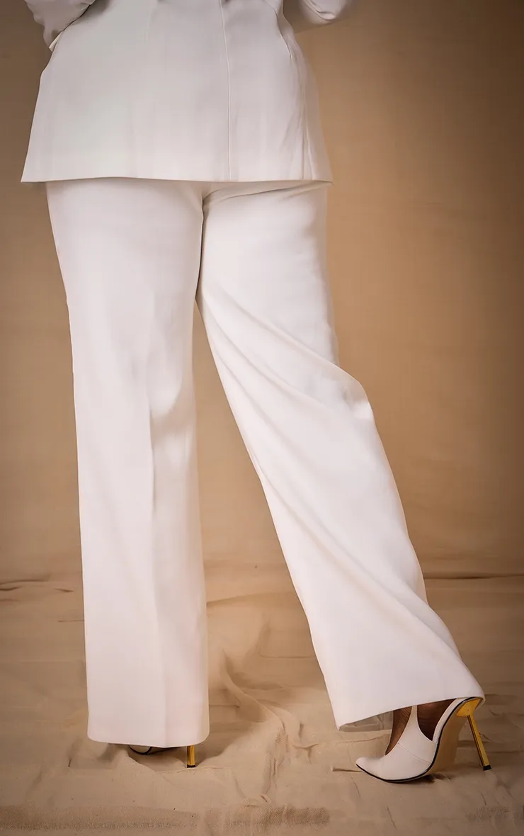 Premium Plus White Woven Pin Tuck Straight Leg Trousers sold by Pretty Little Thing product image thumbnail 3