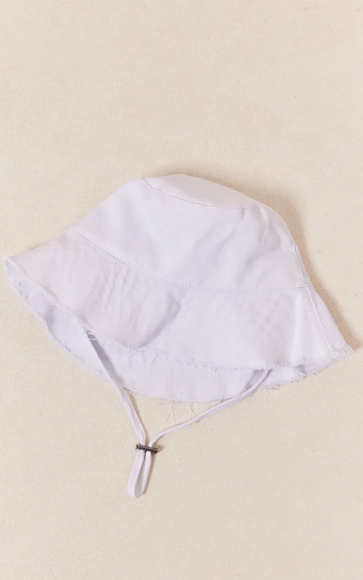 White Frayed Edge Toggle Bucket Hat sold by Pretty Little Thing product image thumbnail 2