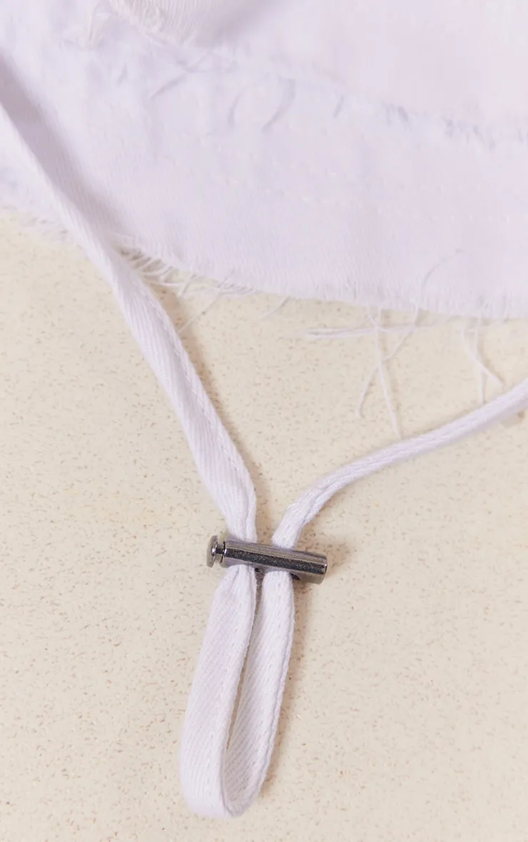 White Frayed Edge Toggle Bucket Hat sold by Pretty Little Thing product image thumbnail 3