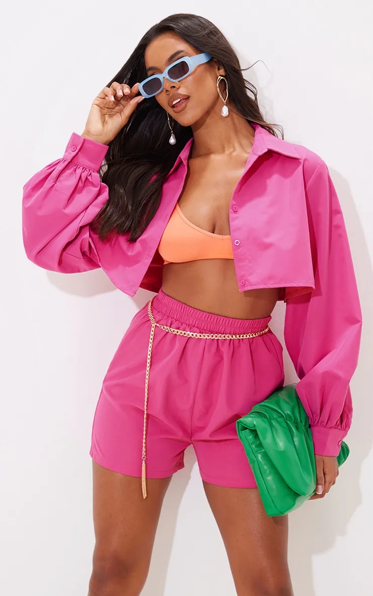 Hot Pink Woven A Line Shorts sold by Pretty Little Thing product image thumbnail 4