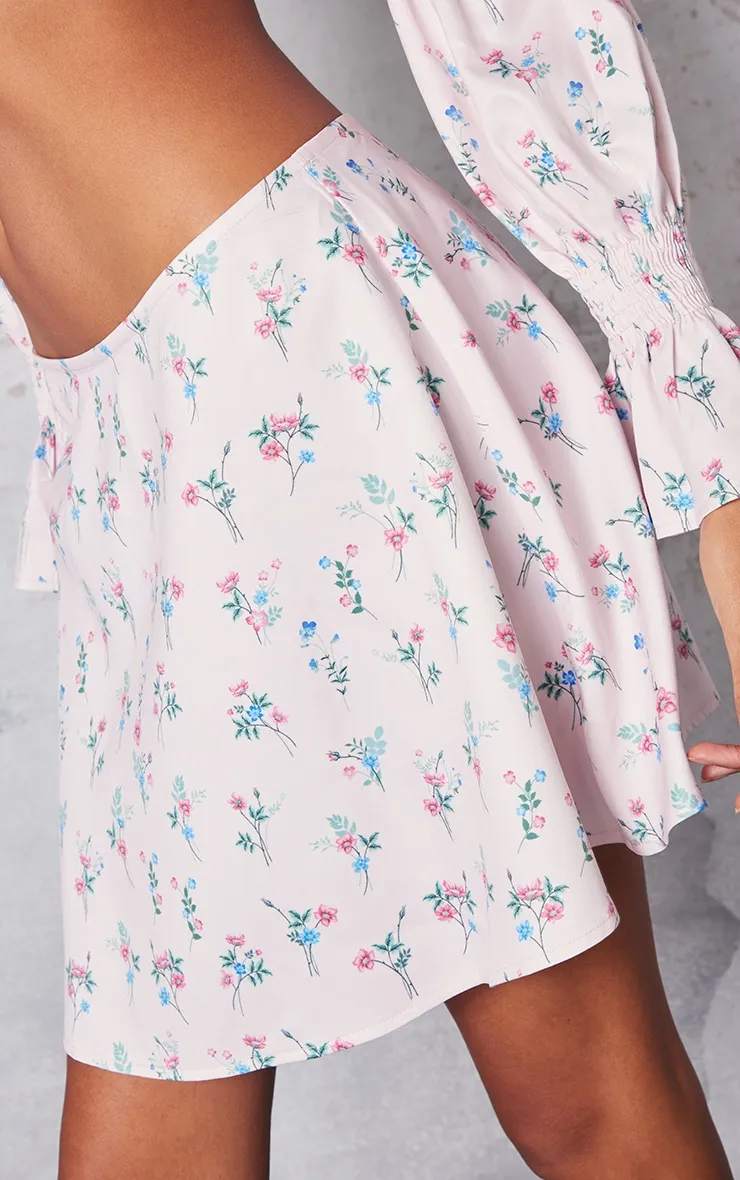 Pink Floral Print Skater Mini Skirt sold by Pretty Little Thing product image thumbnail 5