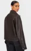 Washed Brown Faux Leather Brushed Seams Biker Jacket sold by Pretty Little Thing