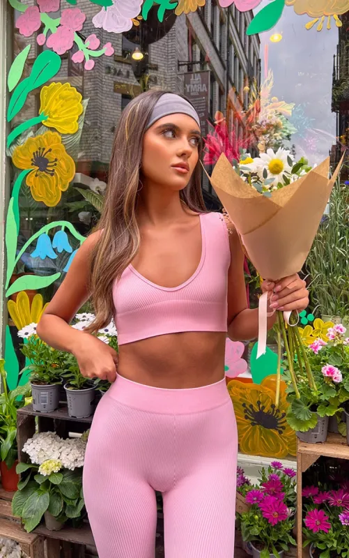 Pink Contour Rib Plunge Crop Top made by Pretty Little Thing