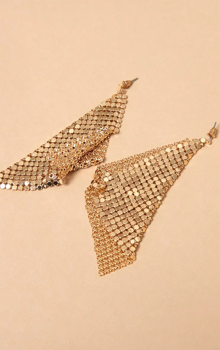 Gold Chainmail Statement Earrings sold by Pretty Little Thing product image thumbnail 3