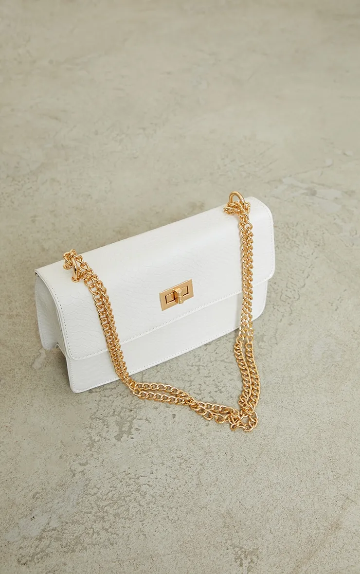 White Croc Chain Cross Body Bag sold by Pretty Little Thing product image thumbnail 3