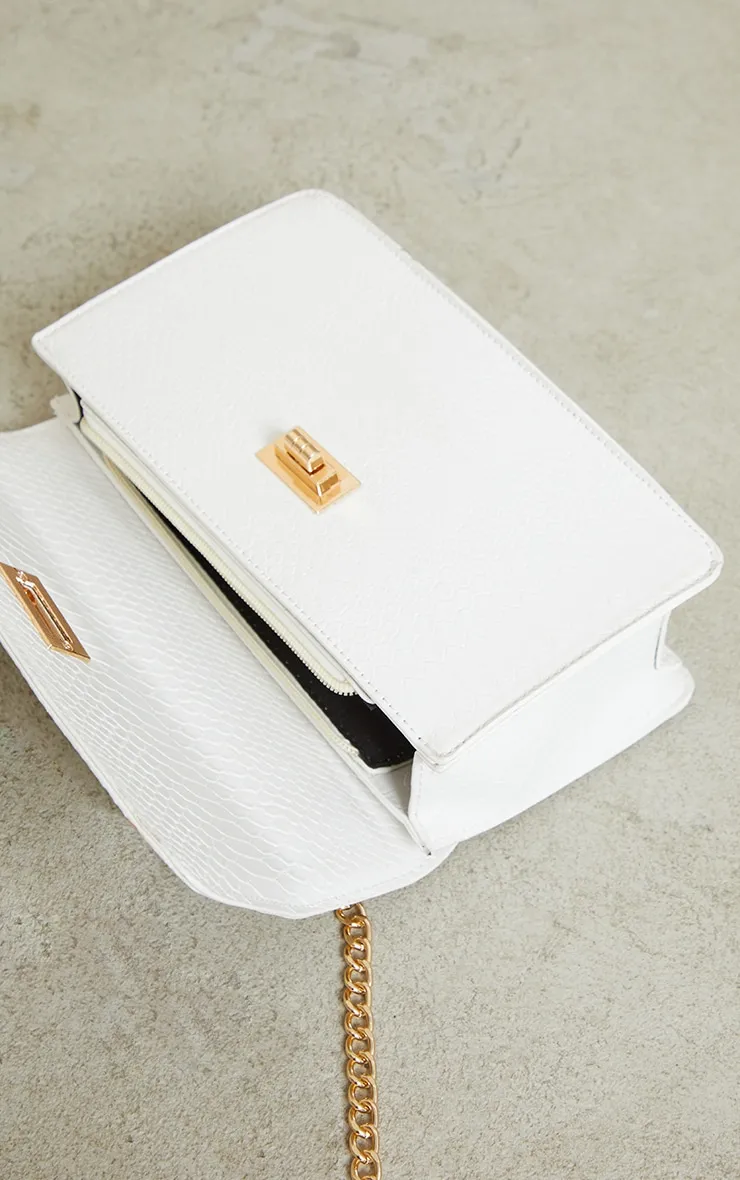White Croc Chain Cross Body Bag sold by Pretty Little Thing product image thumbnail 4