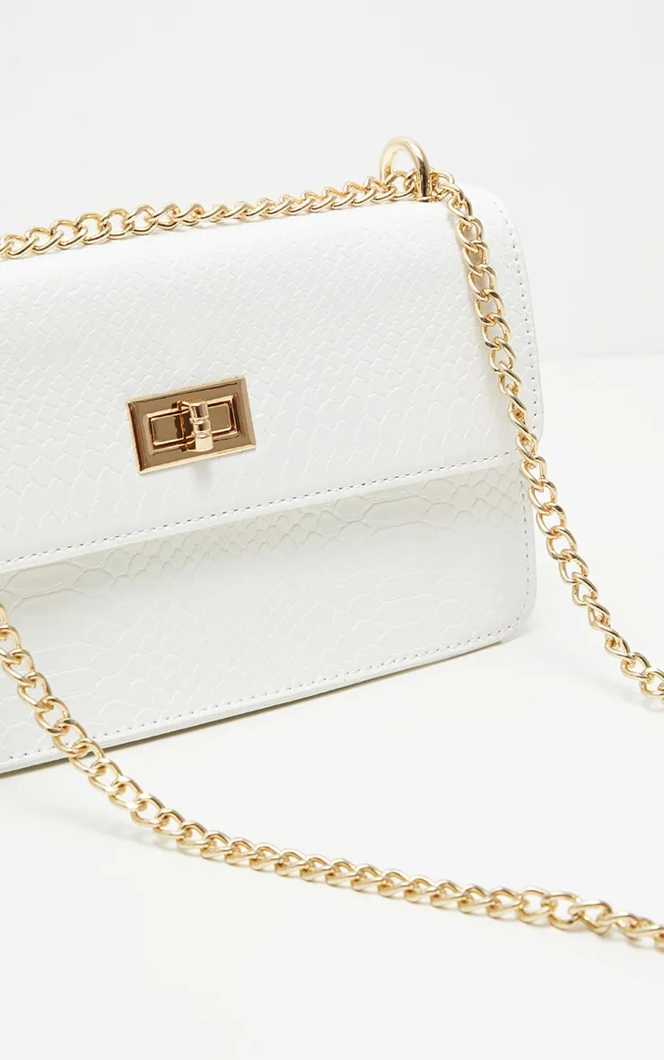 White Croc Chain Cross Body Bag sold by Pretty Little Thing product image thumbnail 5