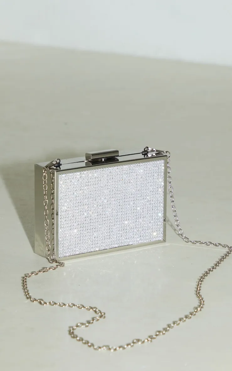 Silver Diamante Box Clutch sold by Pretty Little Thing product image thumbnail 3