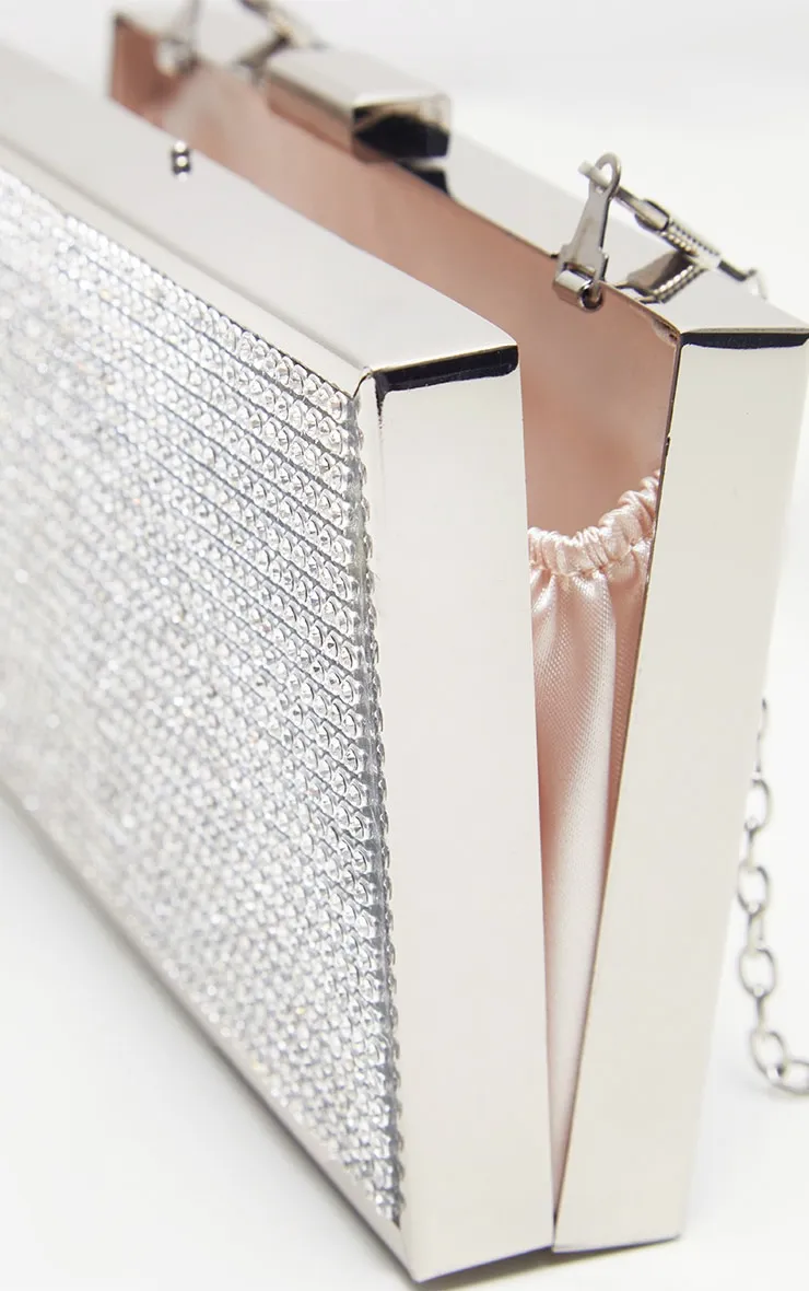Silver Diamante Box Clutch sold by Pretty Little Thing product image thumbnail 4