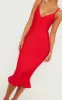 Red Bandage Strappy Frill Hem Midi Dress sold by Pretty Little Thing