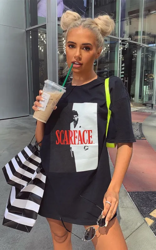 Black Scarface Printed Oversized T Shirt sold by Pretty Little Thing