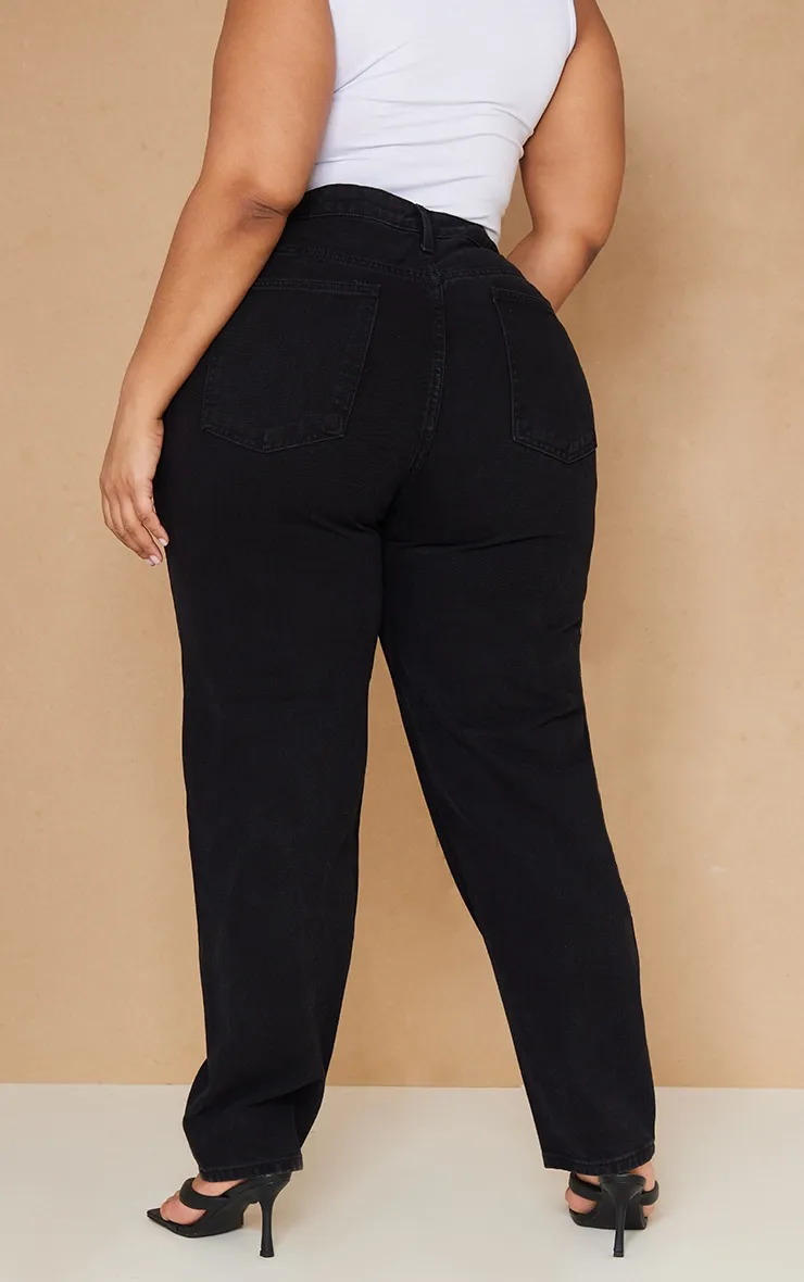 PRETTYLITTLETHING Plus Washed Black Ripped Mom Jeans sold by Pretty Little Thing product image thumbnail 3