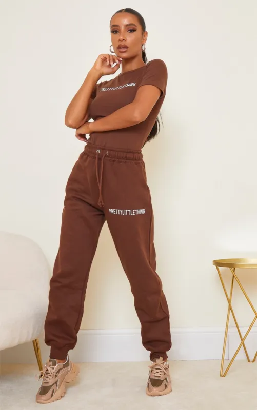 PRETTYLITTLETHING Chocolate Brown High Waisted Joggers sold by Pretty Little Thing