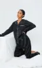 PRETTYLITTLETHING Petite Black Contrast Piping Satin Long PJ Set sold by Pretty Little Thing