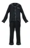 PRETTYLITTLETHING Petite Black Contrast Piping Satin Long PJ Set sold by Pretty Little Thing
