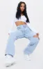 Light Blue Wash Knee Rip Wide Leg Jeans sold by Pretty Little Thing