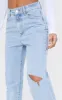 Light Blue Wash Knee Rip Wide Leg Jeans sold by Pretty Little Thing