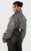 Petite Grey Croc Faux Leather Cropped Puffer Jacket sold by Pretty Little Thing