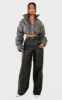 Petite Grey Croc Faux Leather Cropped Puffer Jacket sold by Pretty Little Thing