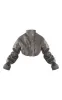 Petite Grey Croc Faux Leather Cropped Puffer Jacket sold by Pretty Little Thing