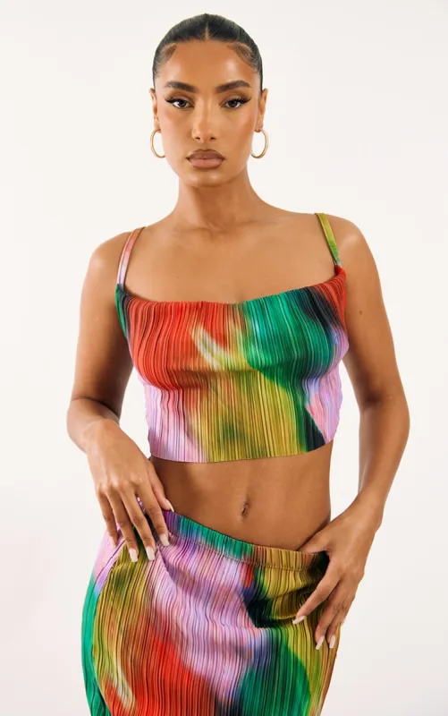 Multi Print Plisse Strappy Cowl Neck Top sold by Pretty Little Thing