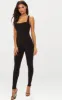 Black Second Skin Slinky Square Neck Jumpsuit sold by Pretty Little Thing