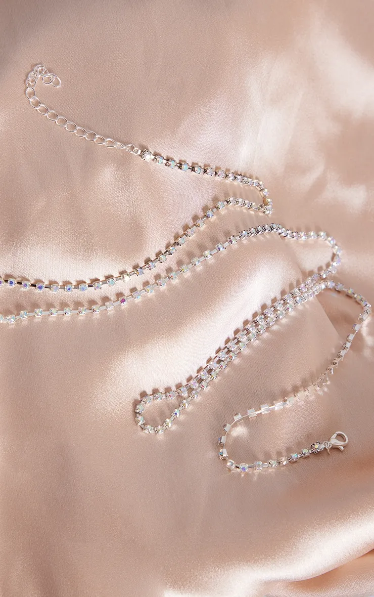 Silver Iridescent Diamante Belly Chain sold by Pretty Little Thing product image thumbnail 3