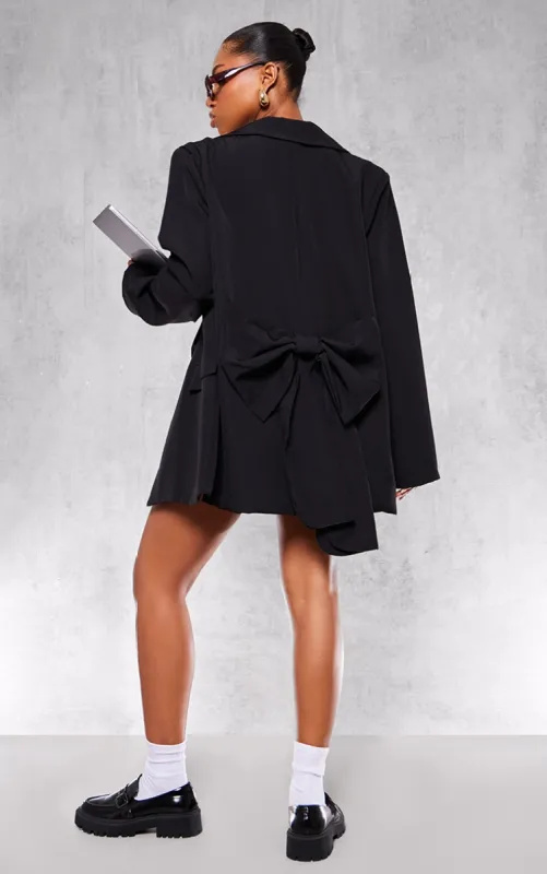 Black Bow Detail Oversized Blazer sold by Pretty Little Thing