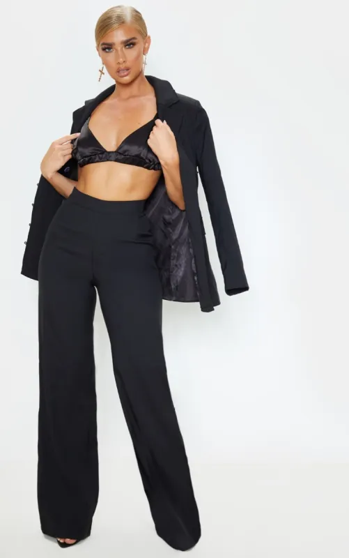 Black High Waisted Wide Leg Suit Trousers sold by Pretty Little Thing