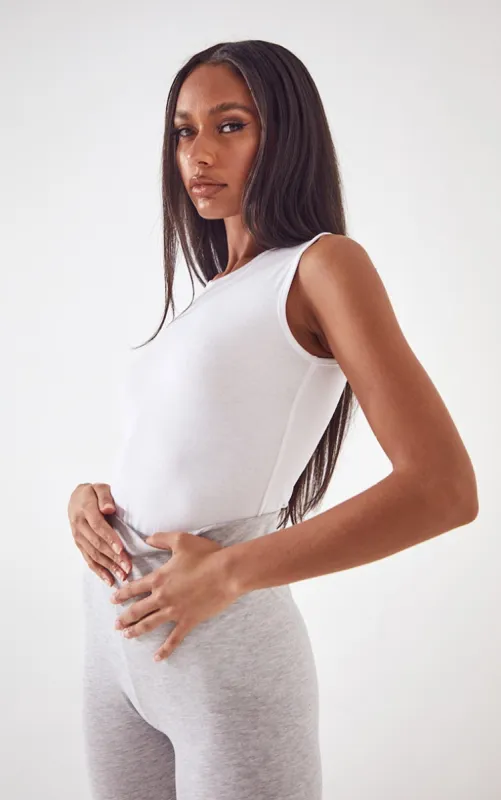 Basic White Cotton Blend Thong Bodysuit sold by Pretty Little Thing