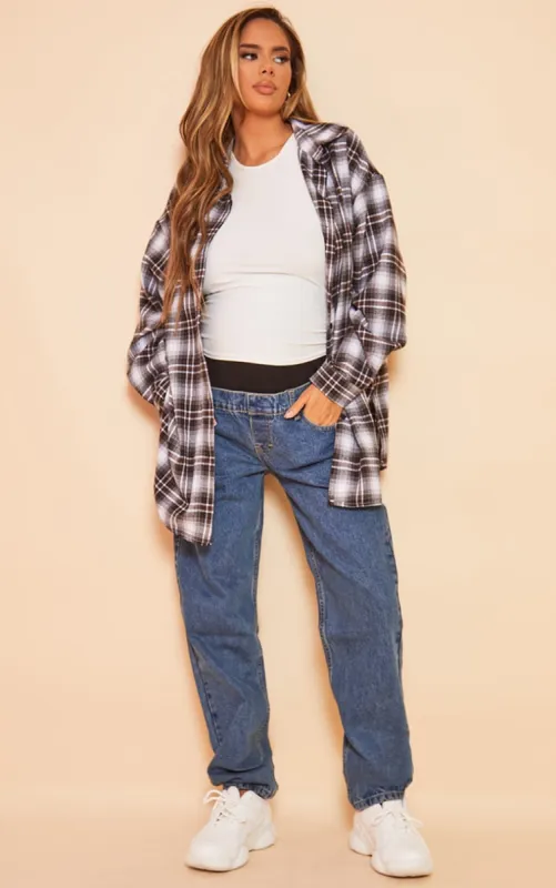 Maternity Blue Vintage Wash Mom Jeans sold by Pretty Little Thing
