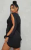 Black Satin Twist Front Open Sleeve Wrap Dress sold by Pretty Little Thing