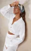 White Linen Feel Button Front Cropped Shirt sold by Pretty Little Thing
