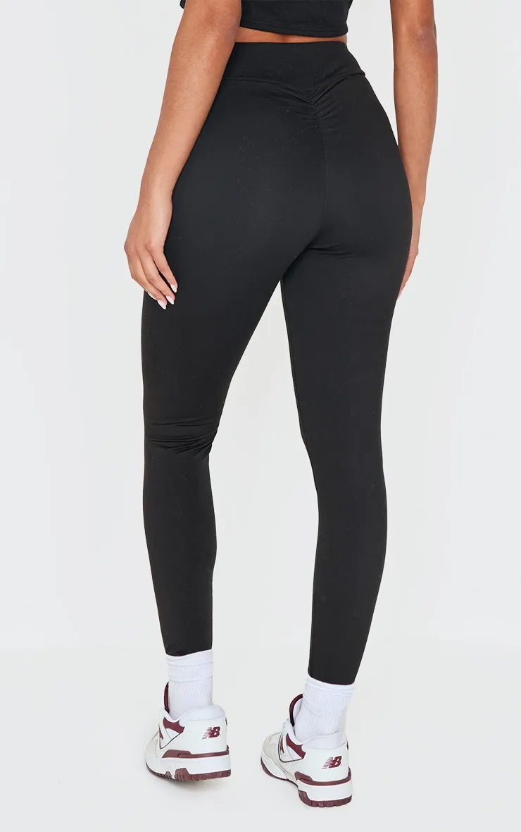Black Brushed Sculpt Ruched Bum High Waist Sport Leggings sold by Pretty Little Thing product image thumbnail 3
