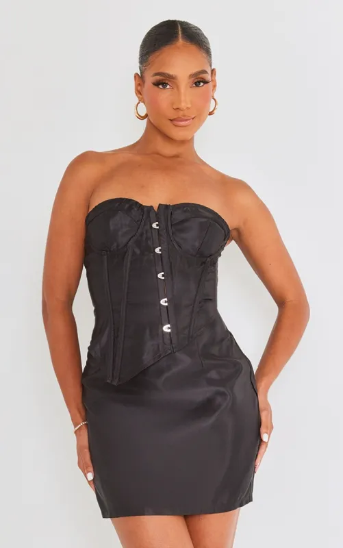 Black Underwire Hook And Eye Corset Detail Shift Dress sold by Pretty Little Thing