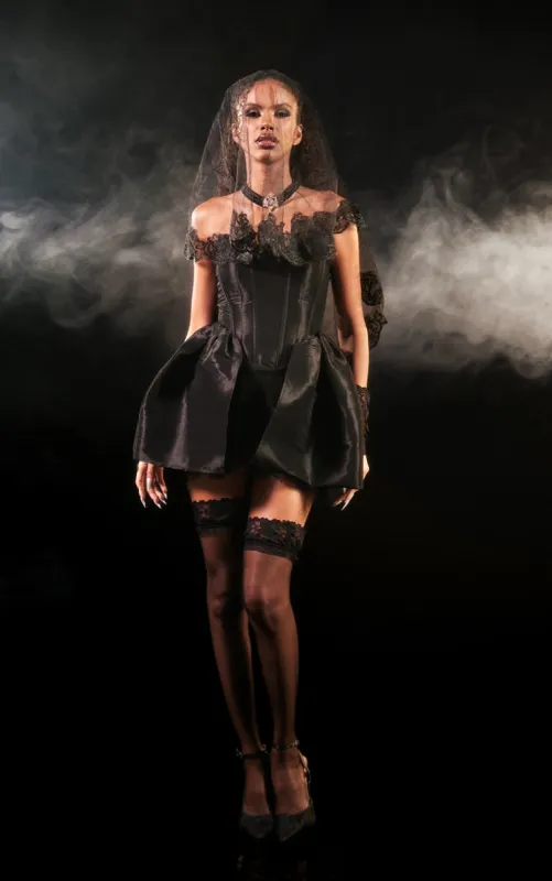 Black Sexy Lace Bridal Halloween Costume sold by Pretty Little Thing