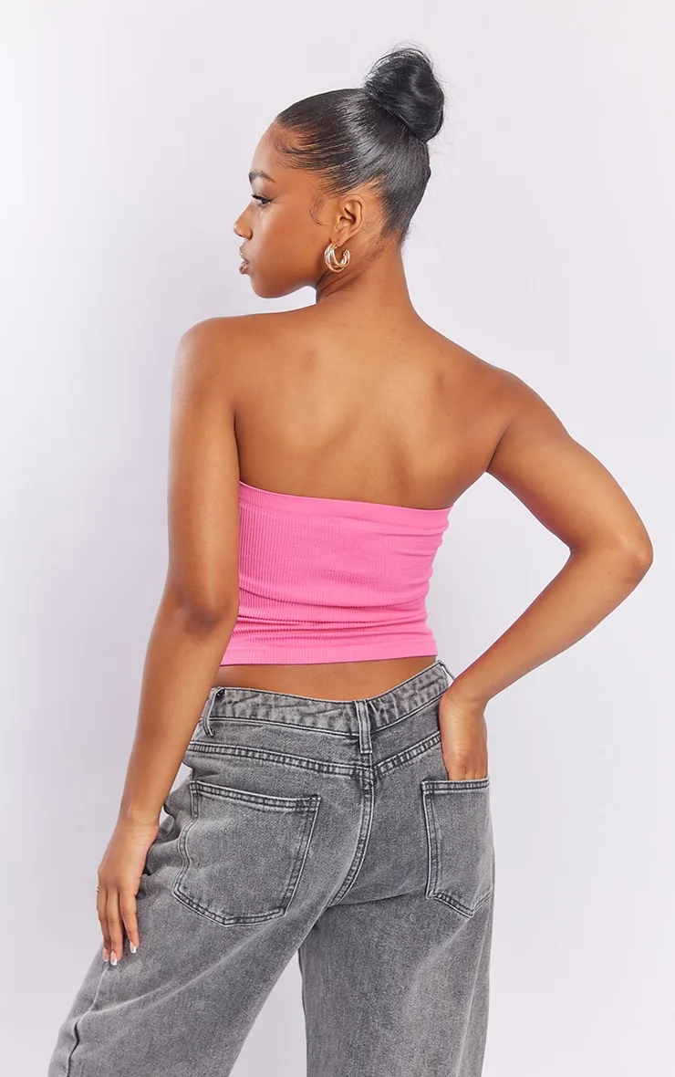 Pink Contour Rib Ladder Front Bandeau sold by Pretty Little Thing product image thumbnail 2