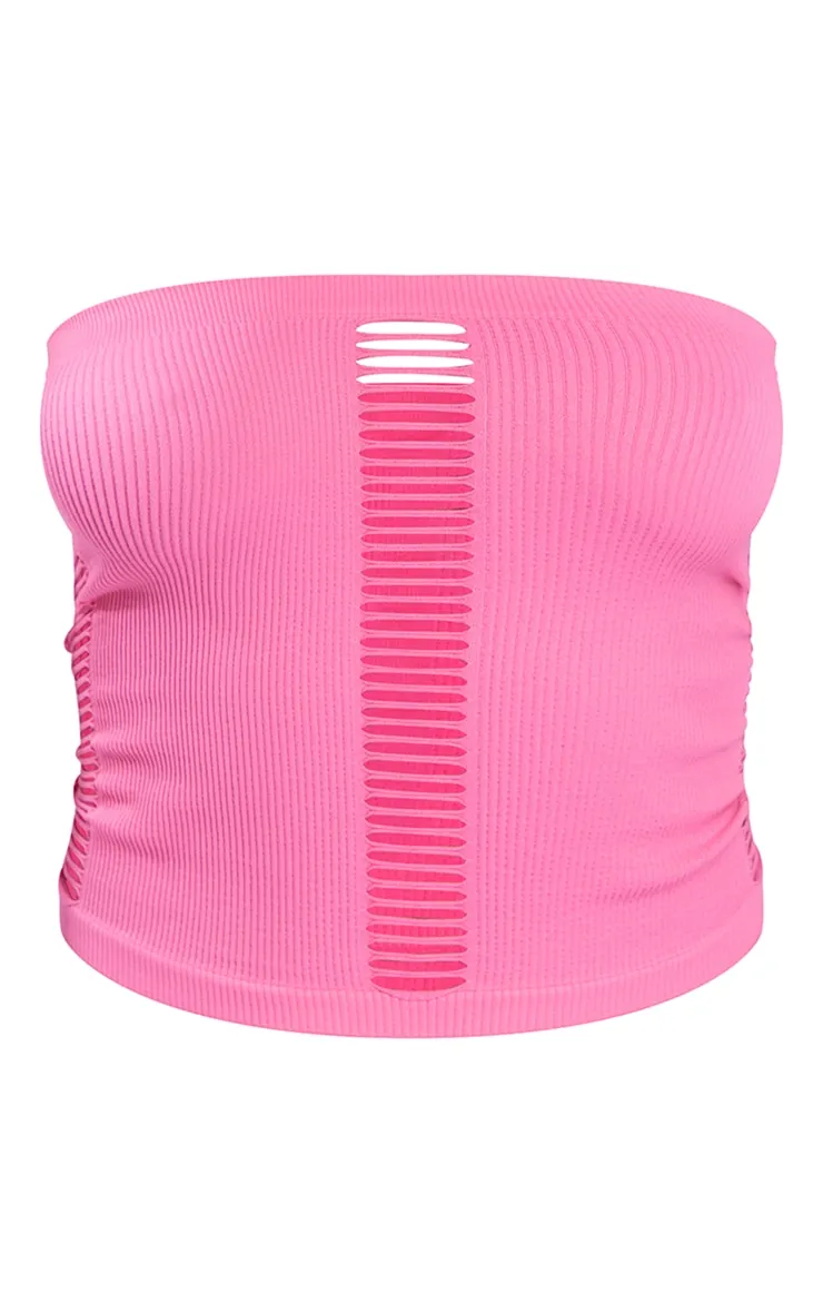 Pink Contour Rib Ladder Front Bandeau sold by Pretty Little Thing product image thumbnail 5