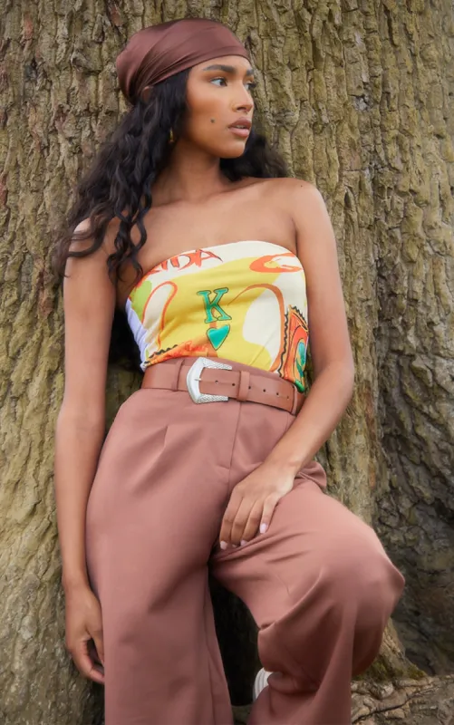 Multi Jersey Printed Bandeau sold by Pretty Little Thing