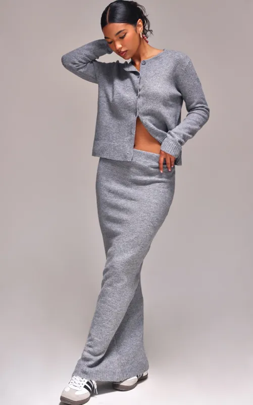 Ash Grey Melange Soft Knit Maxi Skirt sold by Pretty Little Thing