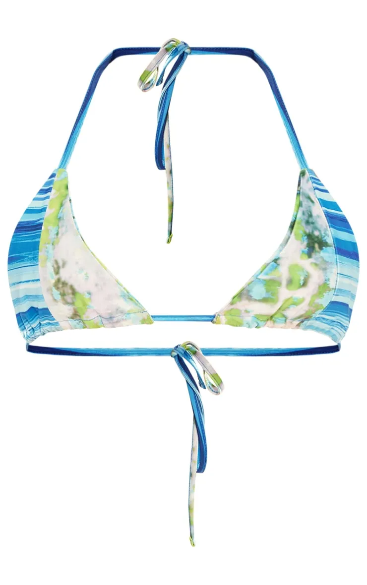 Blue Contrast Print Triangle Bikini Top sold by Pretty Little Thing product image thumbnail 5