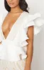 White Ruffle Detail Plunge Midi Dress sold by Pretty Little Thing
